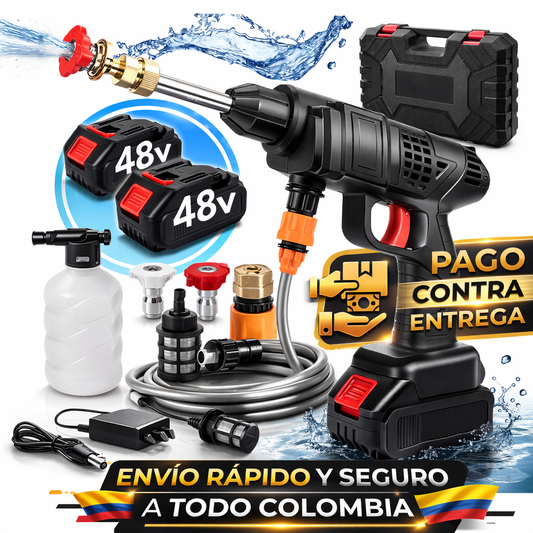 Hidrolavadora Portátil Inalámbrica 48V con 2 Baterías + Espumadora GRATIS”