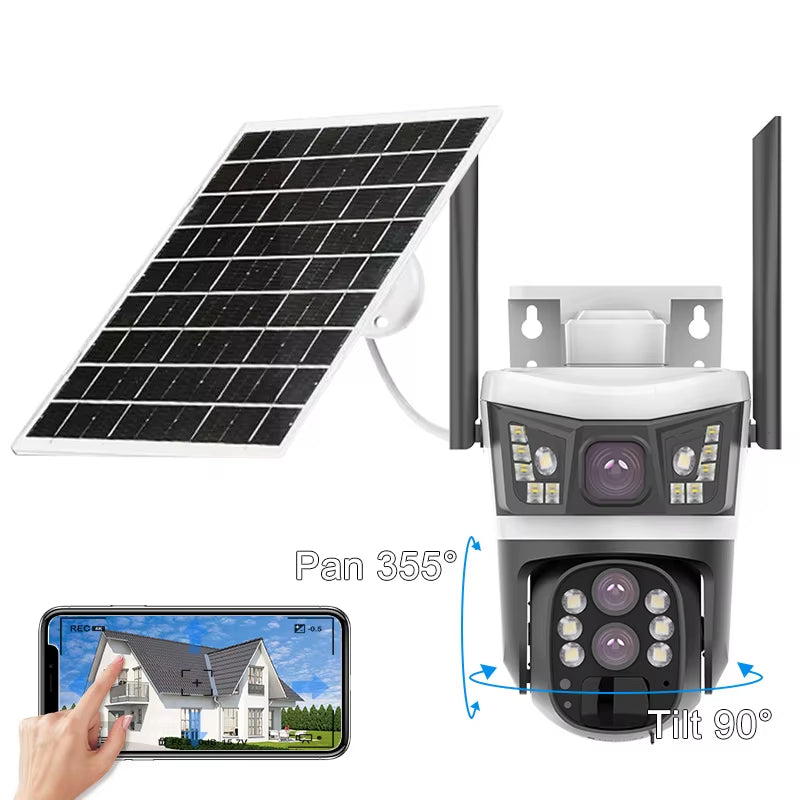 CAMARA GRIS CON PANEL SOLAR 2 LENTES WIFI