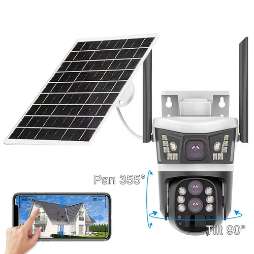 CAMARA GRIS CON PANEL SOLAR 2 LENTES WIFI