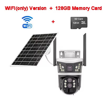 CAMARA GRIS CON PANEL SOLAR 2 LENTES WIFI