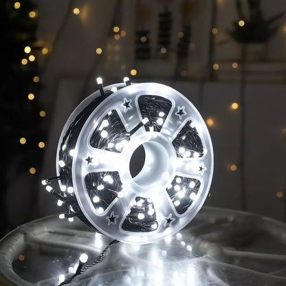 Luces Solares Navideñas de 50m/1000 leds con Control Remoto y panel solar