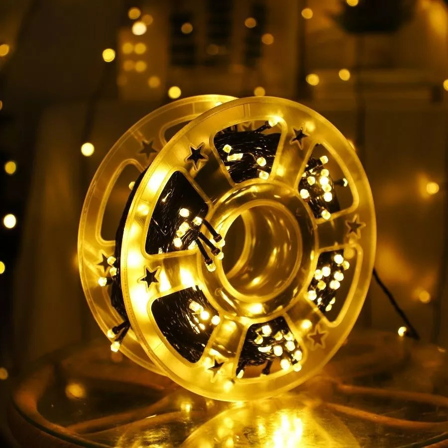Luces Solares Navideñas de 50m/1000 leds con Control Remoto y panel solar