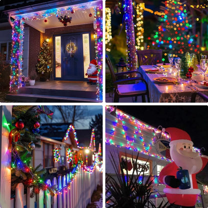 Luces Solares Navideñas de 50m/1000 leds con Control Remoto y panel solar