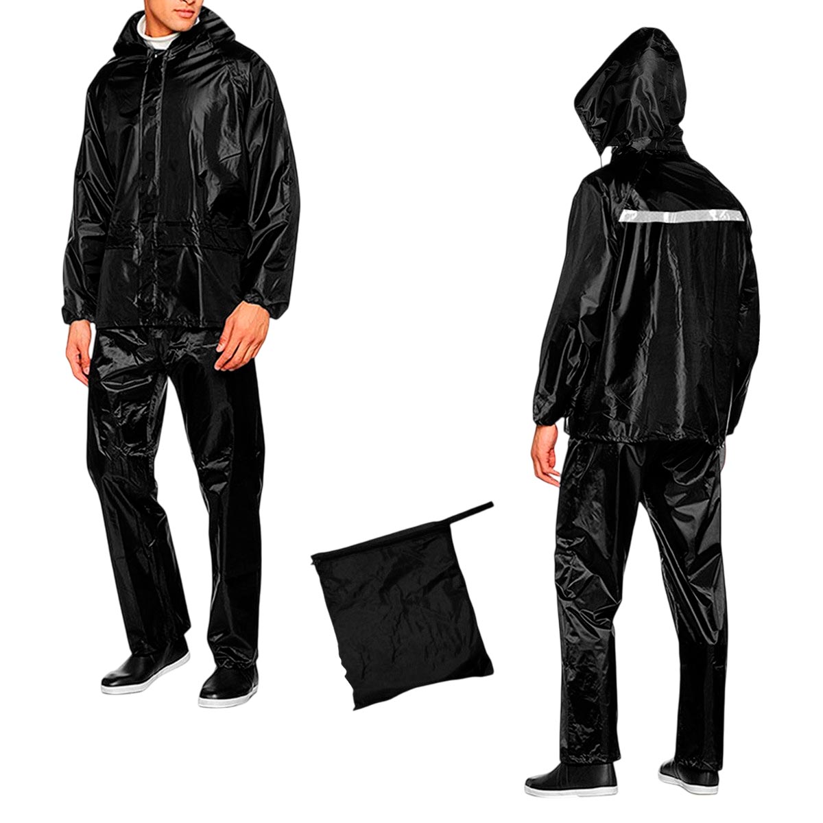 Chaqueta y pantalón de moto impermeables con bandas reflectantes antiaccidentes.