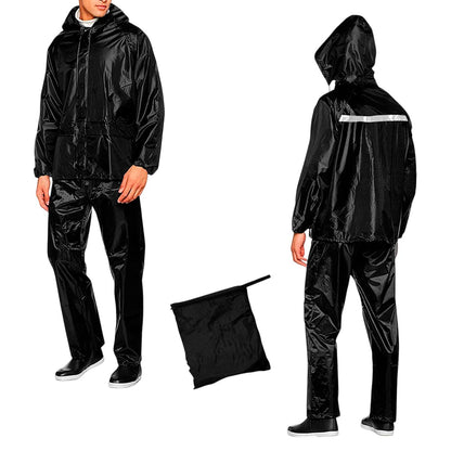 Chaqueta y pantalón de moto impermeables con bandas reflectantes antiaccidentes.